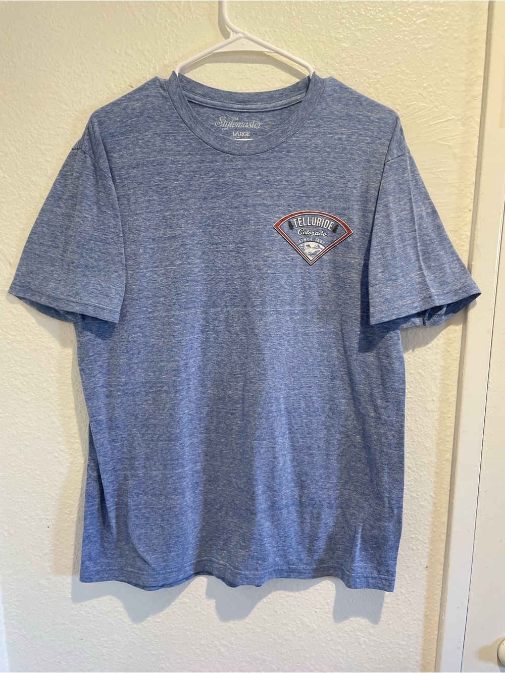 Stylemaster Telluride Colorado Mountain Ski Graphic Blue T Shirt Men Large